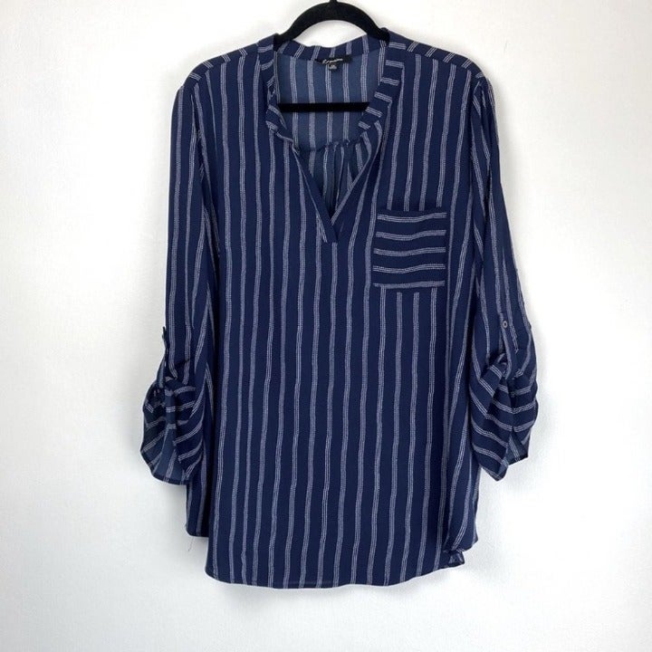 100% price guarantee v Navy Emperice Neck Sleeve Adjustable Blouse Striped Women 100% price guarantee v Navy Emperice Neck Sleeve Adjustable Blouse Striped Women