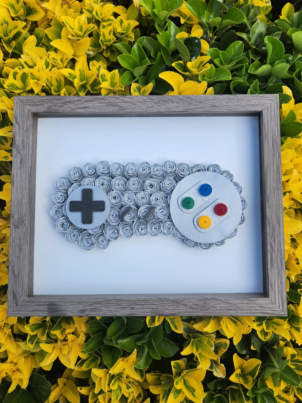 Paper Nintendo Game Controller Hand Quilled Shadowbox