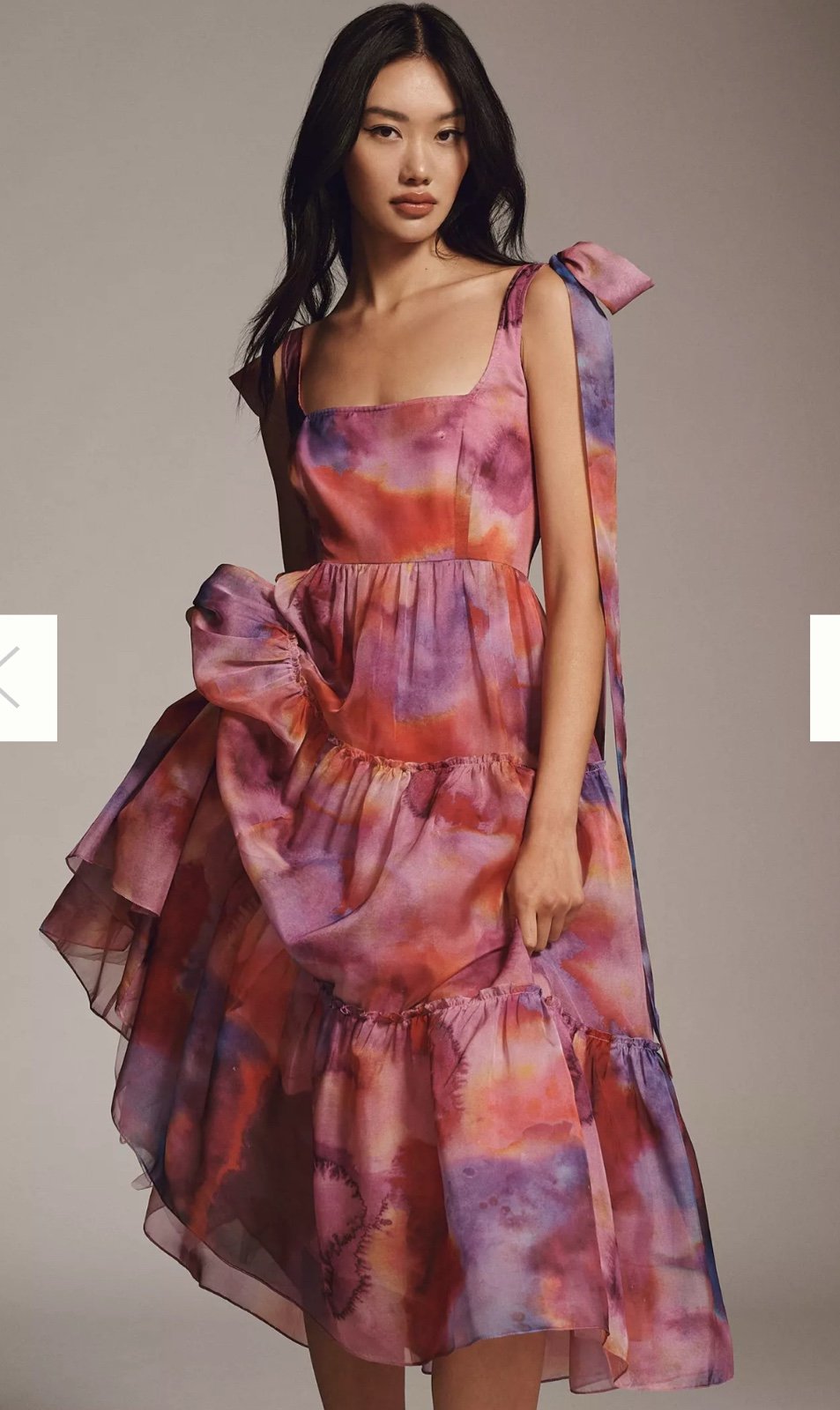 BHLDN Isabella Tiered Square-Neck A-Line Midi Dress