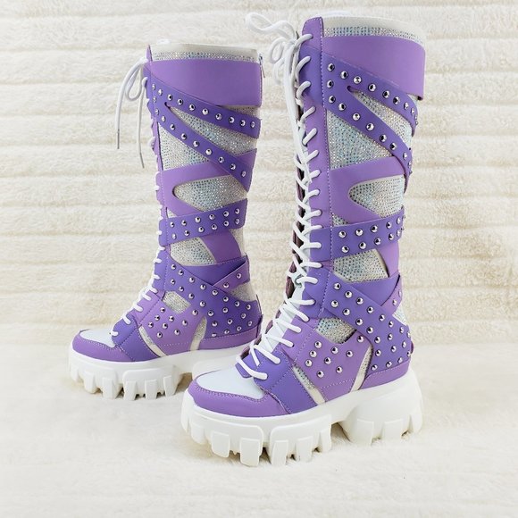 Size 9 Wang Limited Edition Lilac Purple Wedge Platform Sneaker Knee Boots