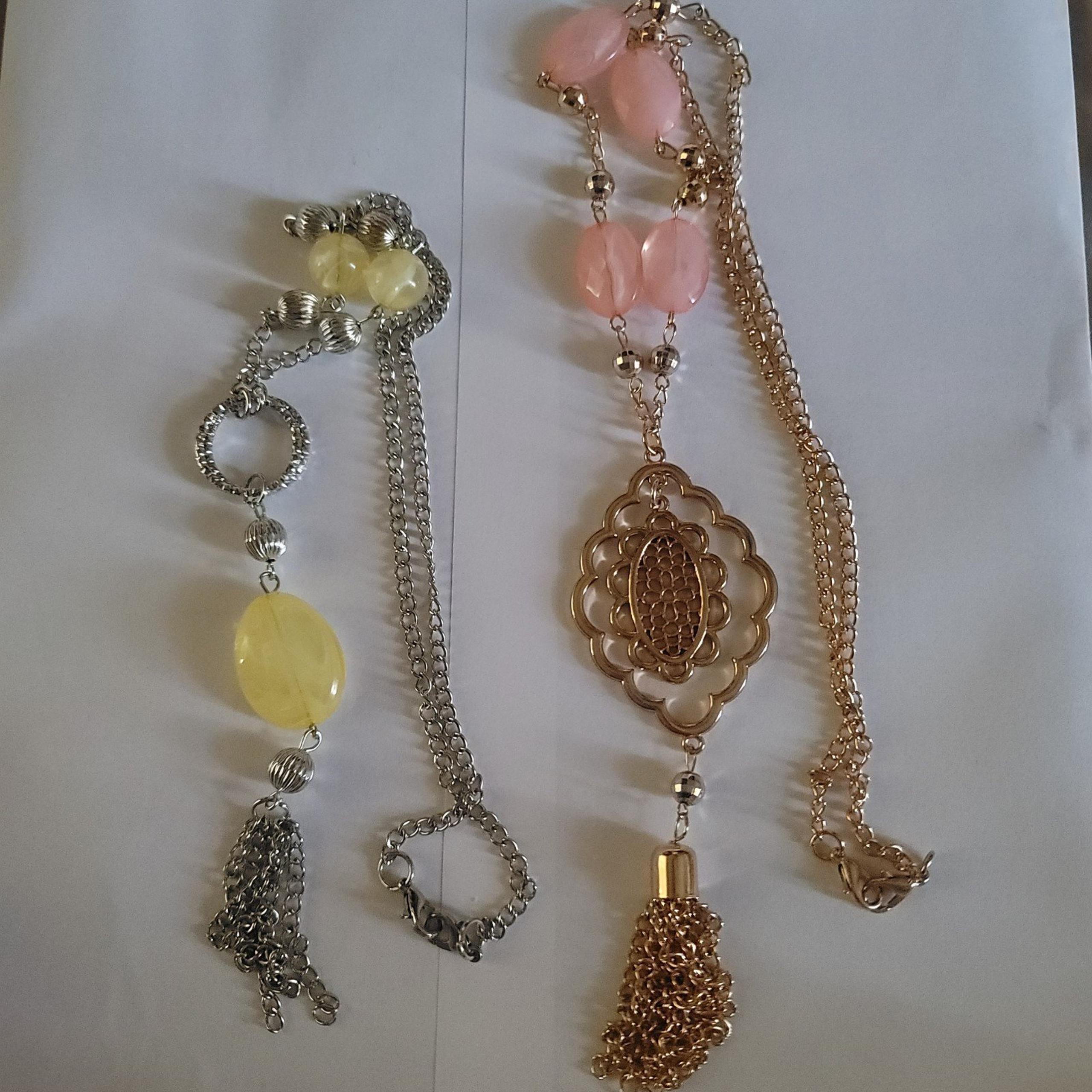 Womens Tassel Necklace Lot Alfred Dunner Gold Pink Silver Yellow NWOT long