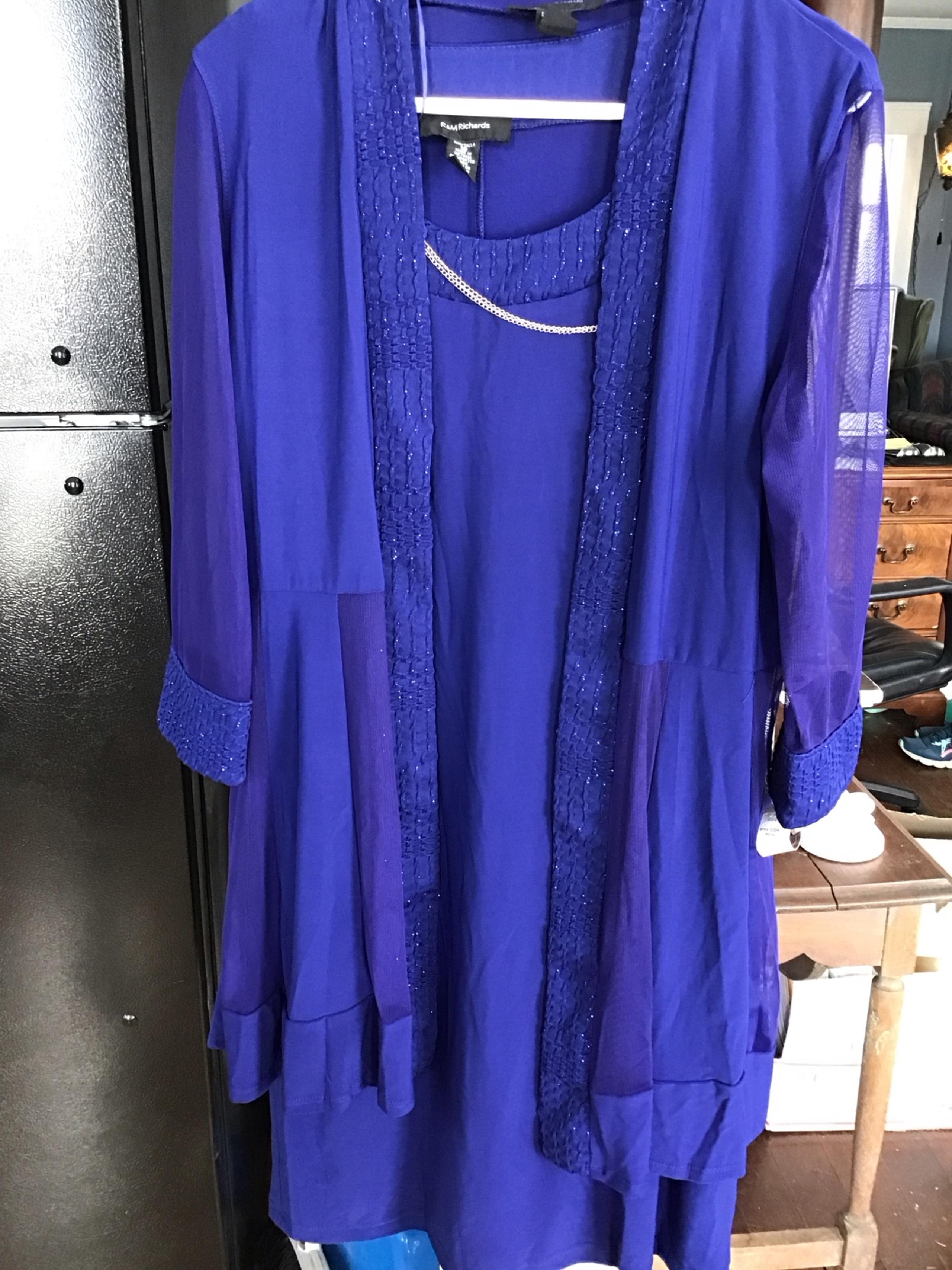 R & m Richard’s women’s dress jacket and necklace, new, blue, 12