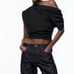 Zara asymmetrical runched sleeve top Size M