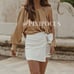 ZARA JEWEL PEARL BUCKLE DRAPED MINI SKIRT WHITE - XL