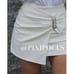 ZARA JEWEL PEARL BUCKLE DRAPED MINI SKIRT WHITE - XL