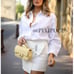 ZARA JEWEL PEARL BUCKLE DRAPED MINI SKIRT WHITE - XL