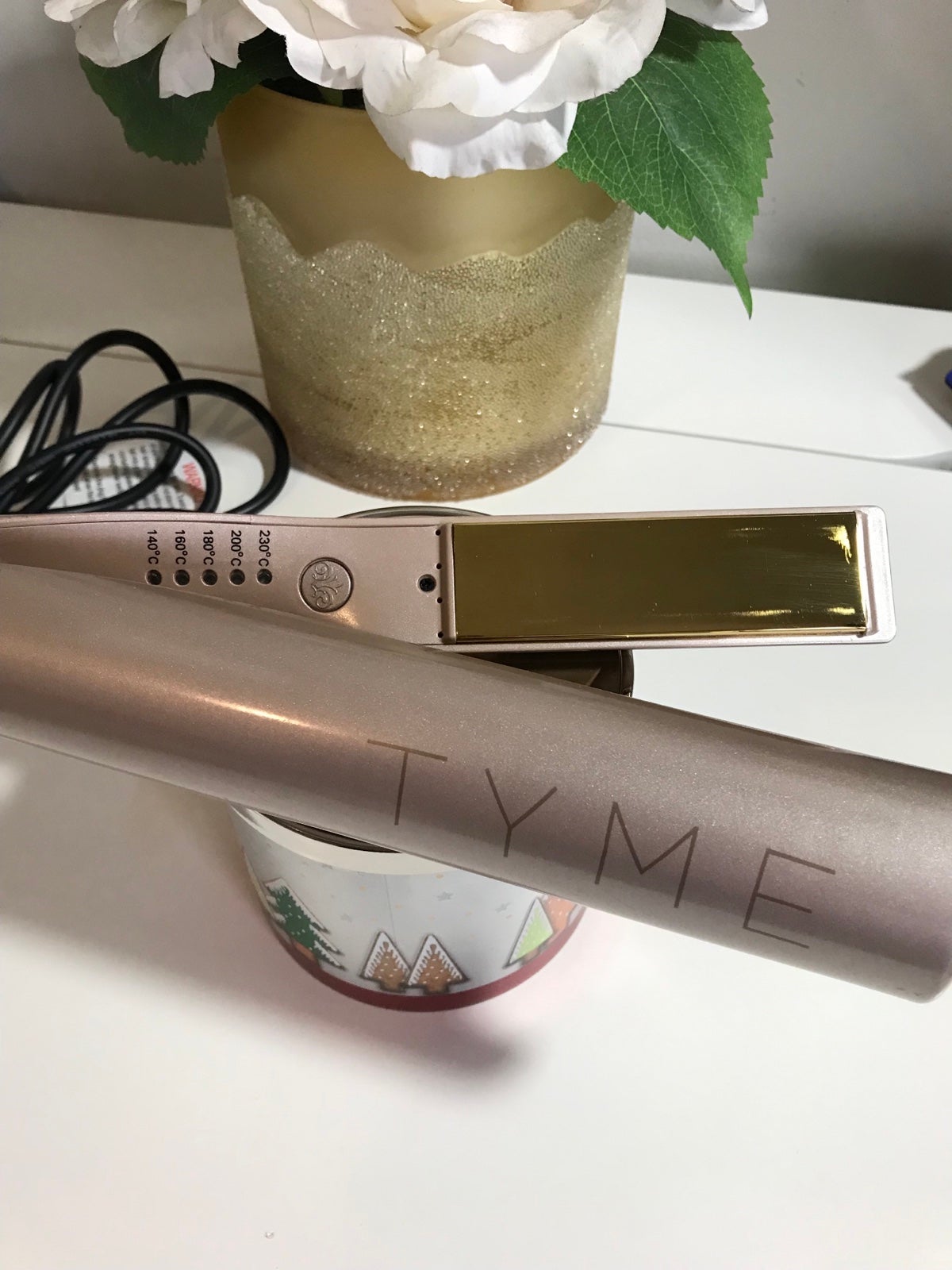 TYME Iron Original Straightener Flat Curling Iron Hair Styler 2-in-1 Rose Gold
