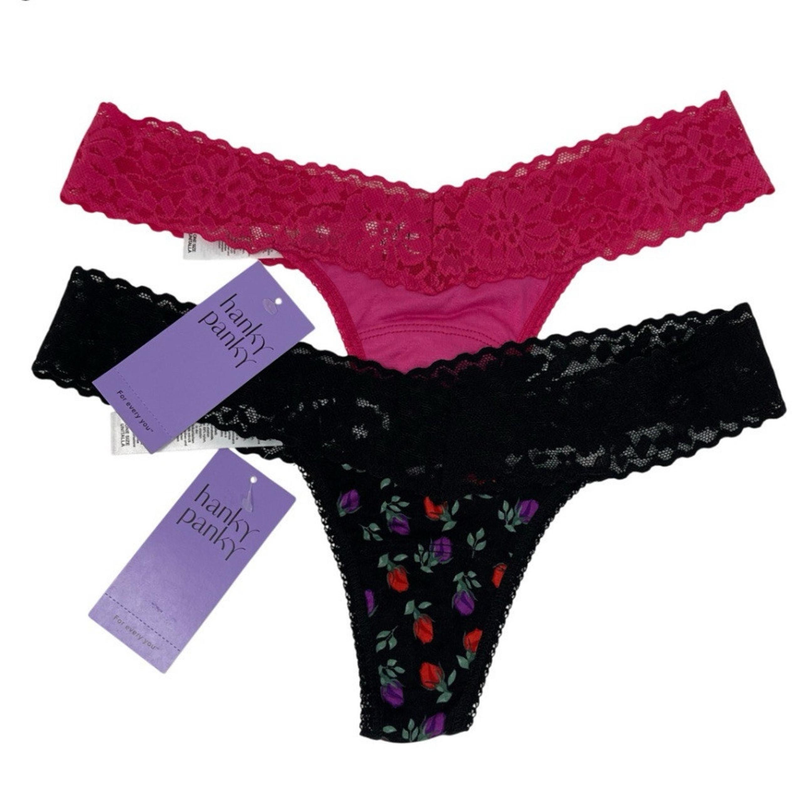 Hanky Panky DreamEase Thong Panties One Size OS Assorted 2 Pack Lace Low Rise