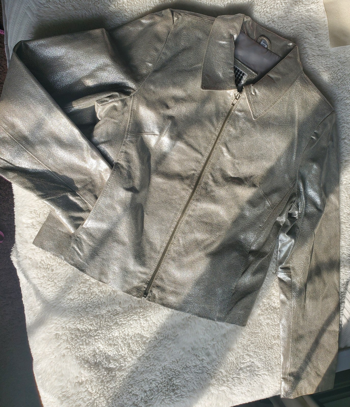 Vintage Silver Gold Leather Jacket