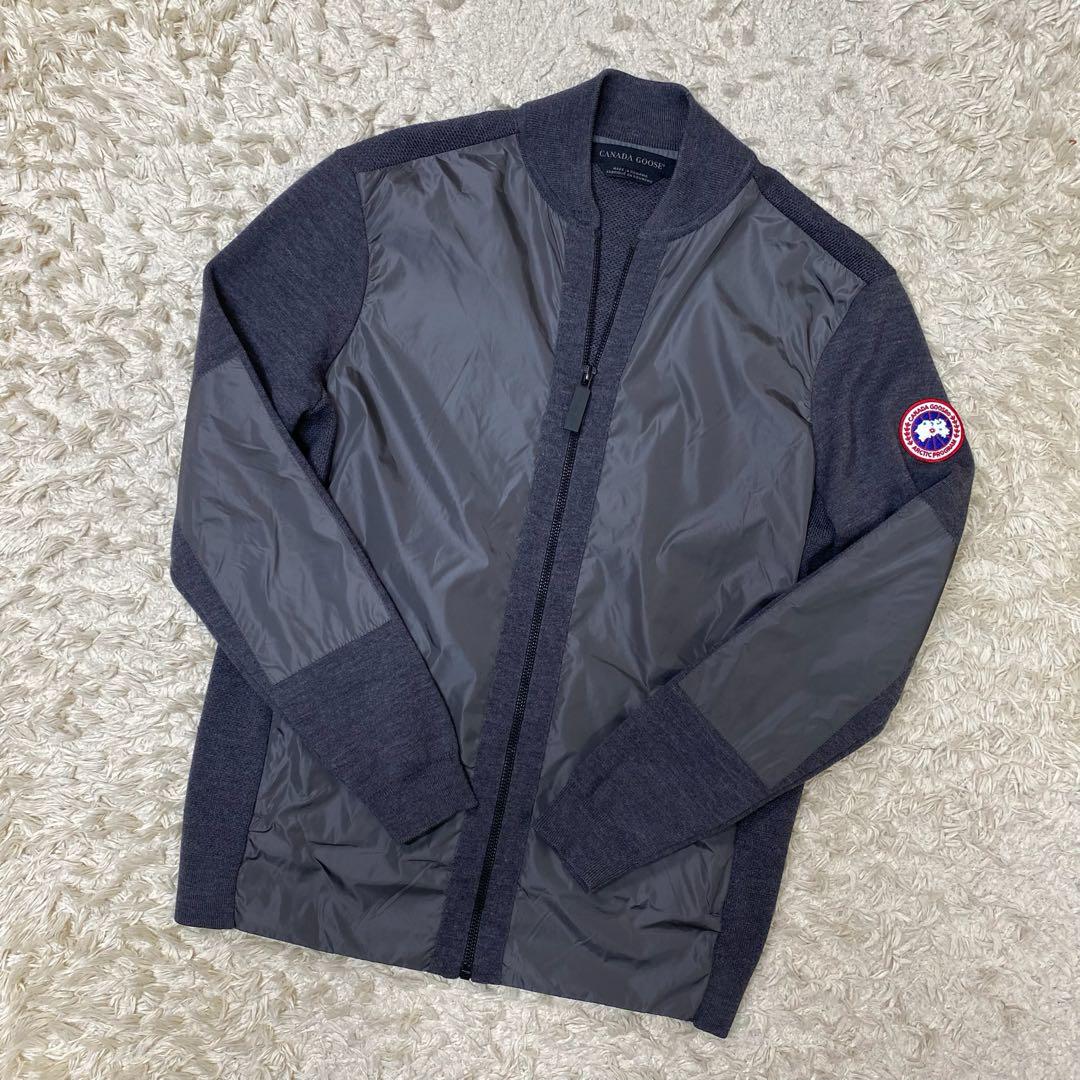 Canada Goose Nylon Panel Knit Zip-Up Jacket Bomber Grey S