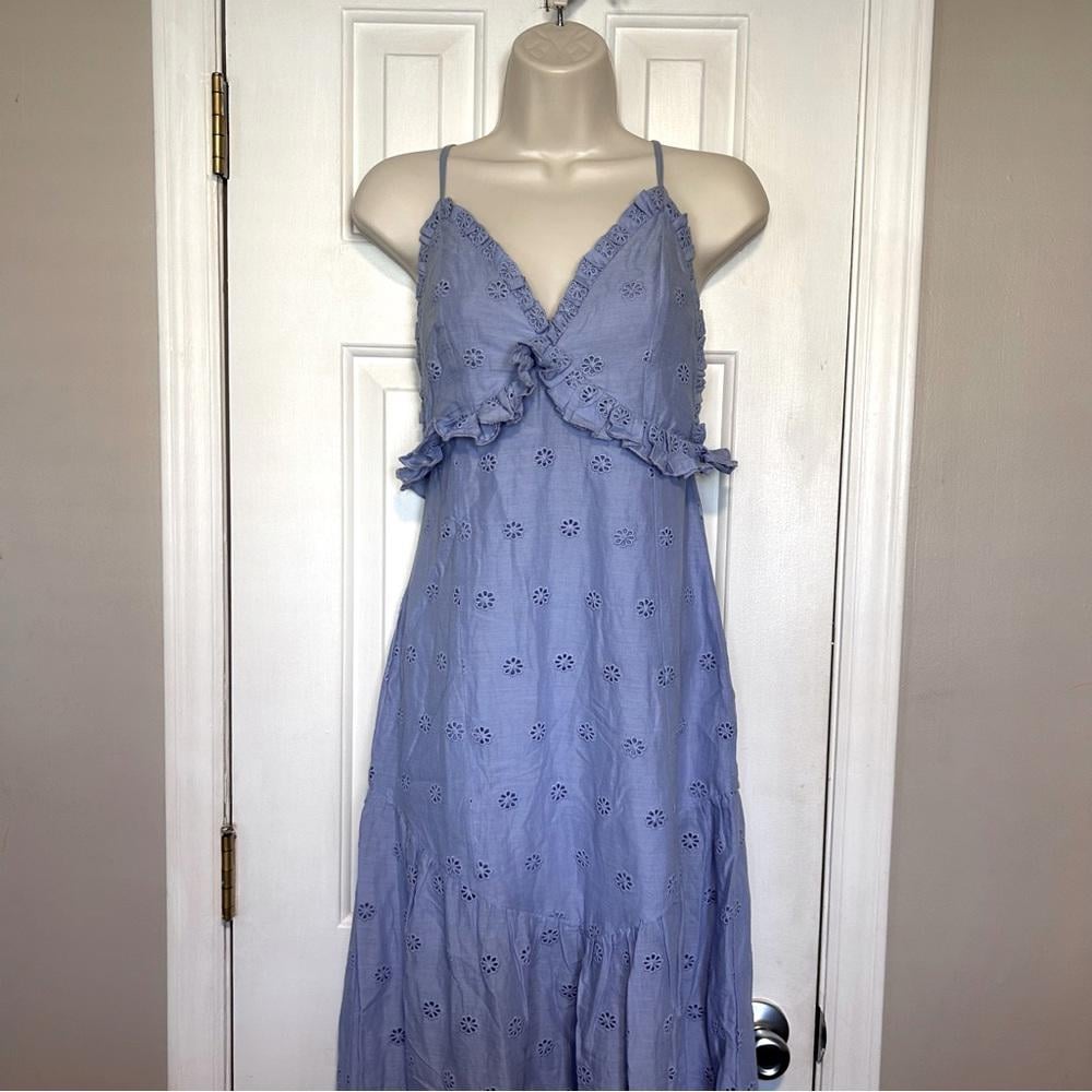 Majorelle Periwinkle Crisscross Eyelet Mid Calf Easter Sundress | Size Medium
