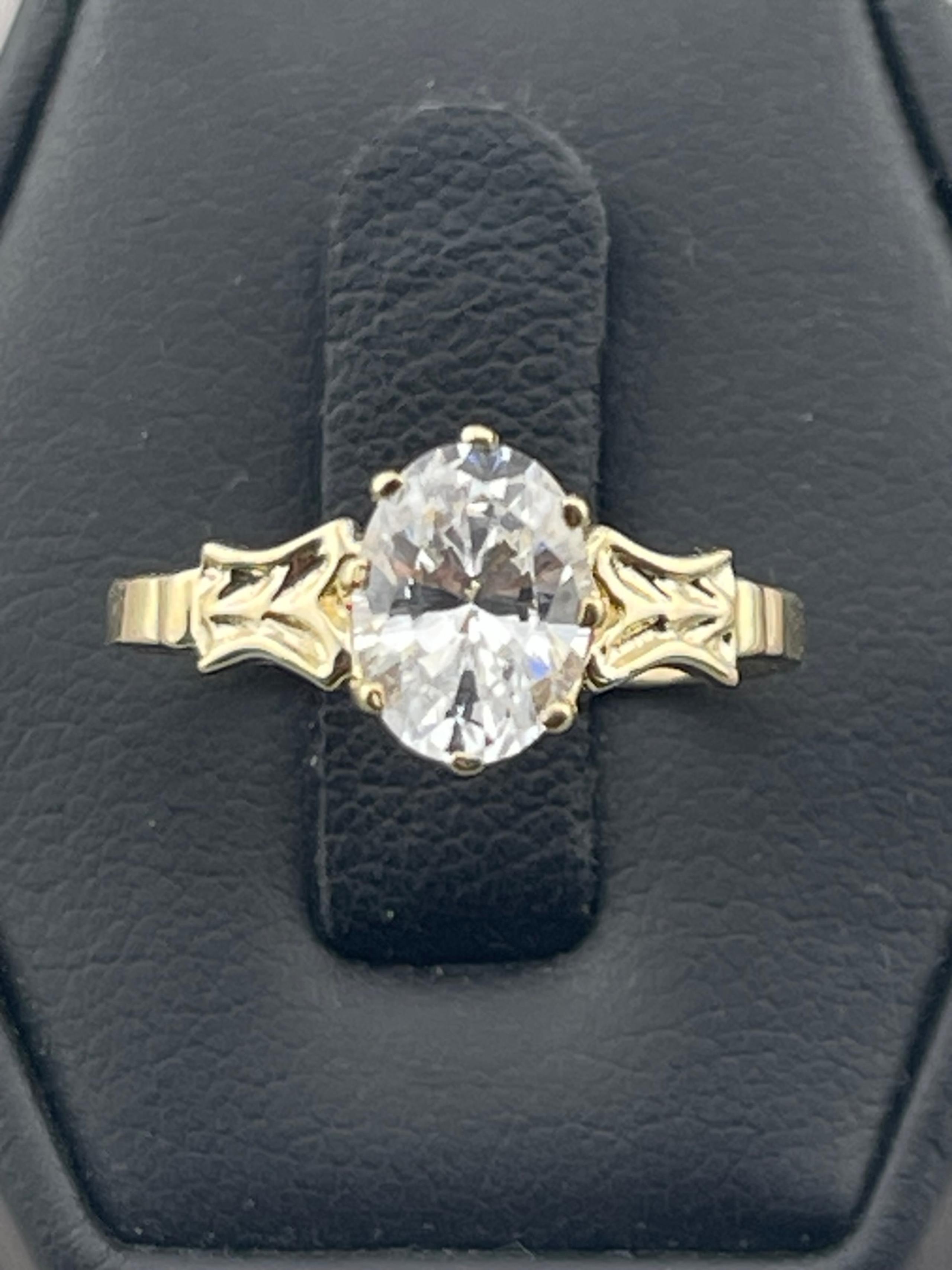 Antique Victorian one carat, simulated, diamond fashion, ring, 10kt yellow gold