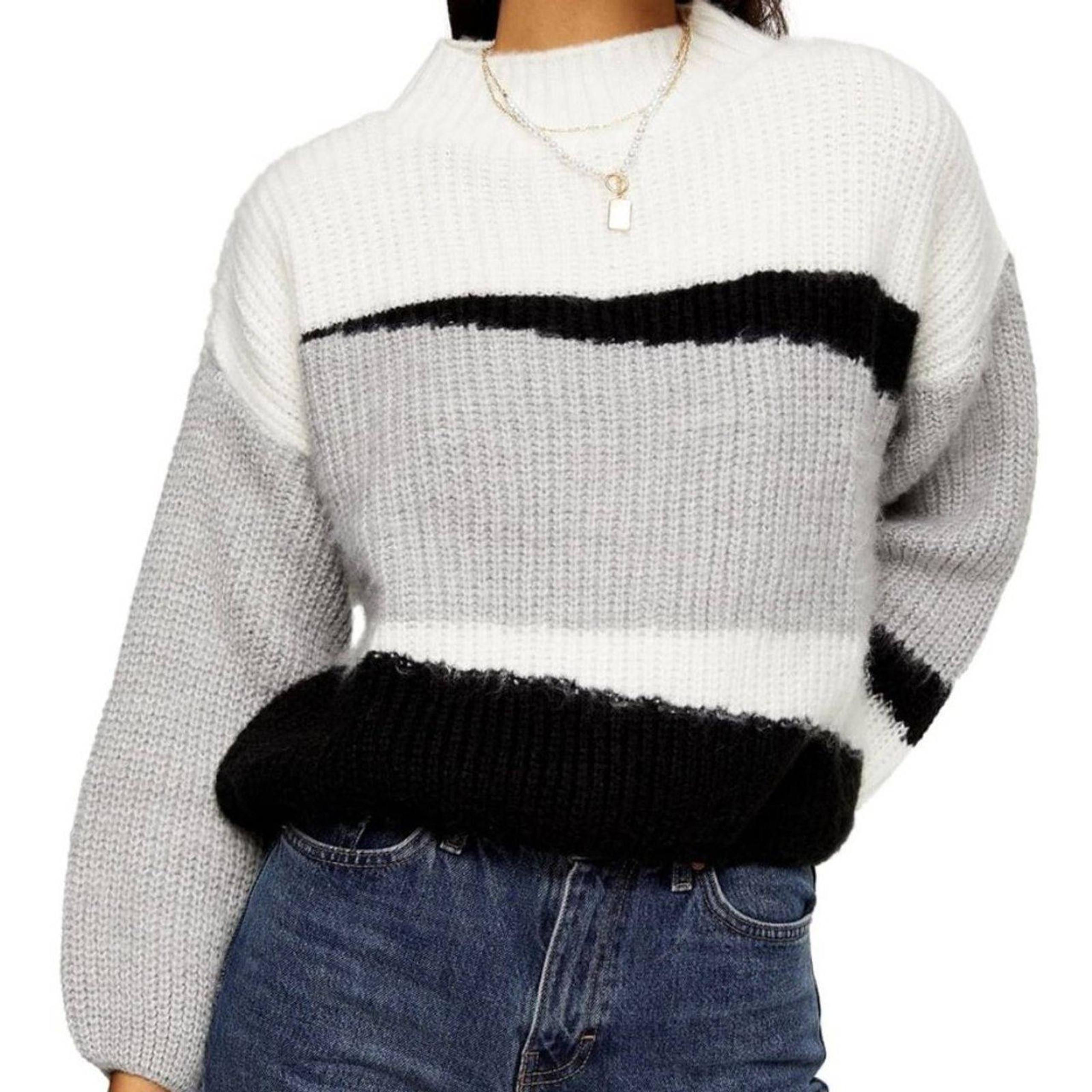 Topshop Knitted Color Block Jumper