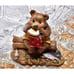 Wee Forest Folk BB-03 Lunch on a Log Brown Bear Fish Sandwich Yellow WFF Figure