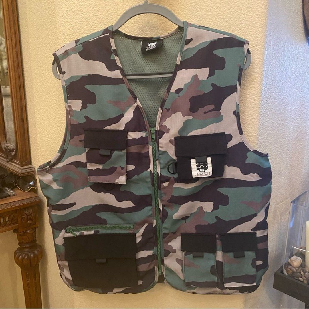 G59 Suicideboys Green Camo Tactical Zipped Vest Size Medium