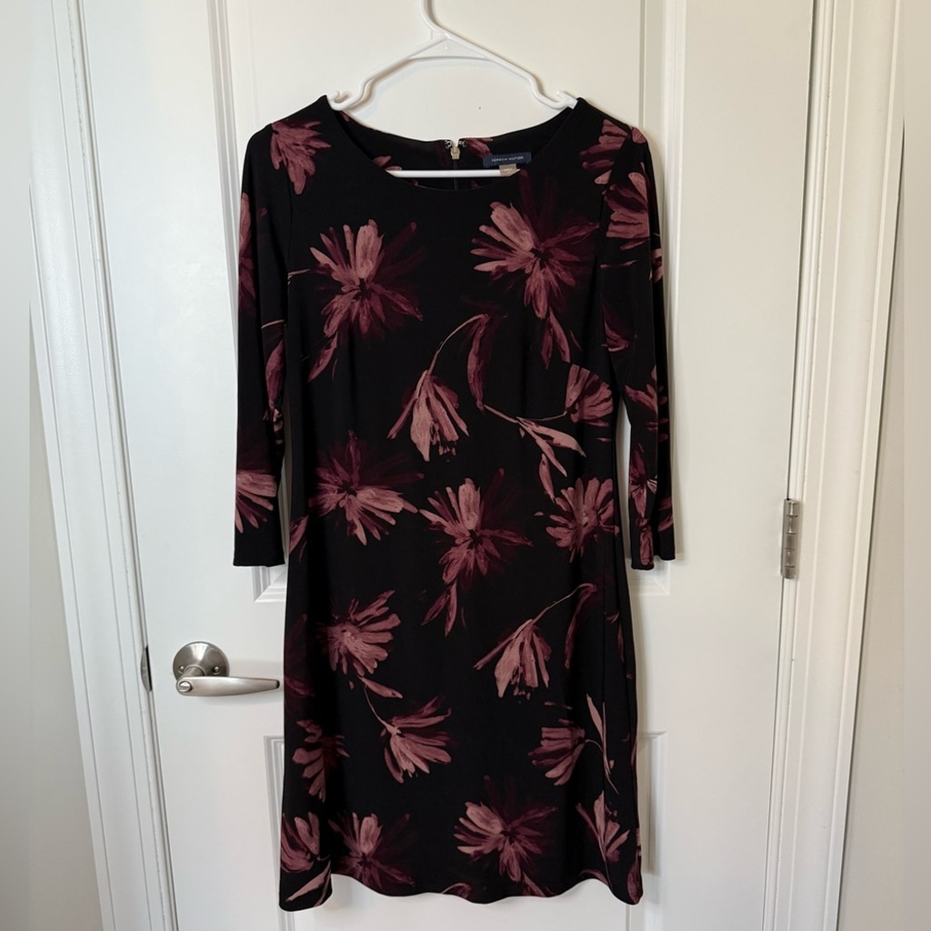 Tommy Hilfiger Floral Black and Plum Dress