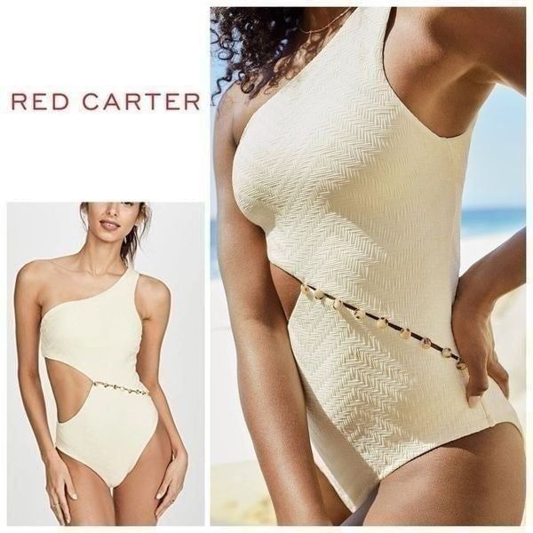 New. Red Carter Asymmetric ivory swimsuit. MSRP 162. Medium