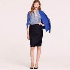 J. Crew Super 120s Black Suiting Pencil Skirt