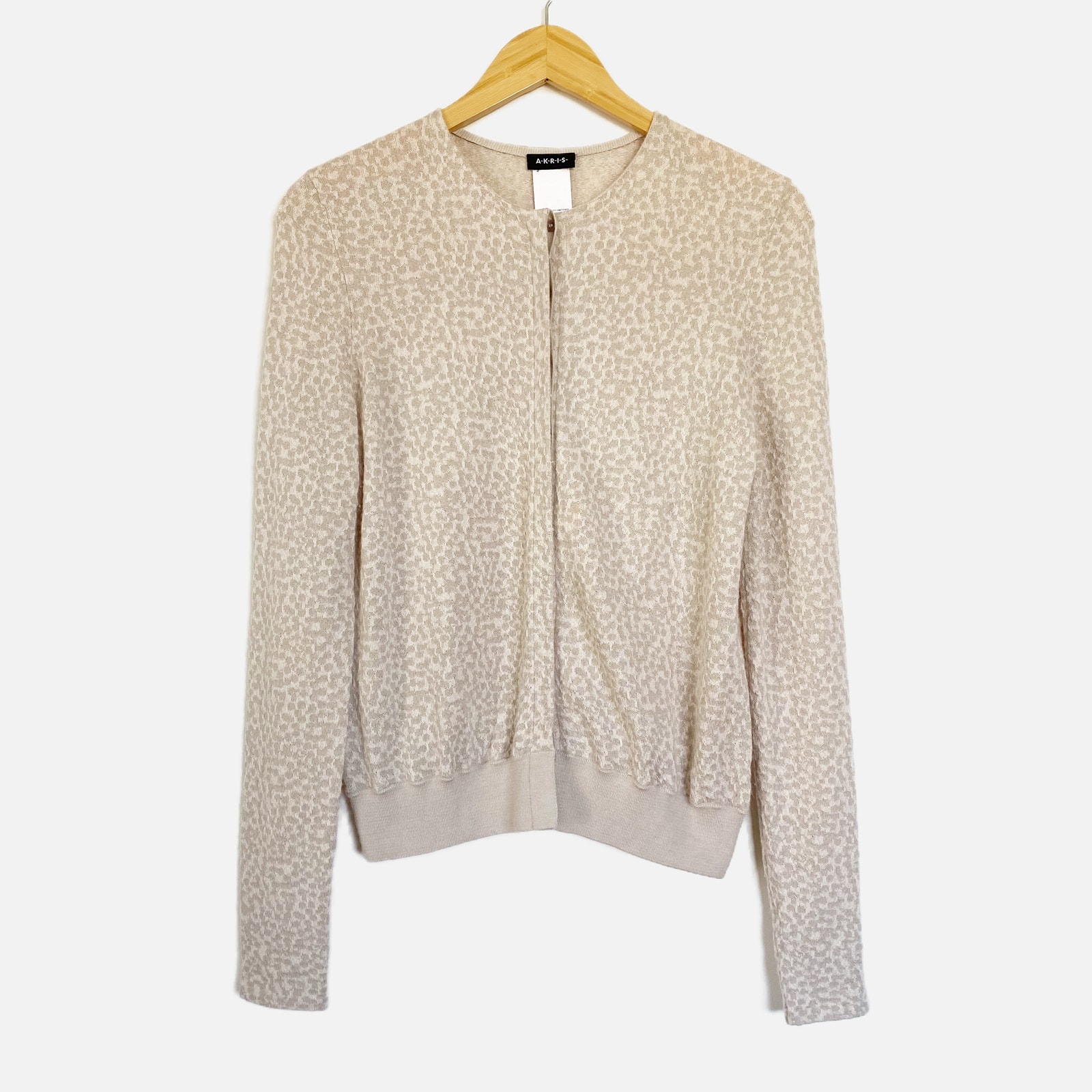 Akris Cashmere Silk Blend Spotted Button Up Cardigan Sweater Size 8
