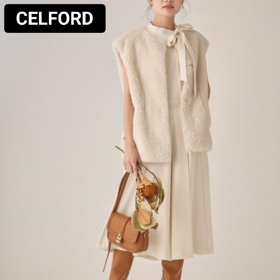 CELFORD Eco Fur Gilet, Ivory, Celford Fur Vest, Free Size