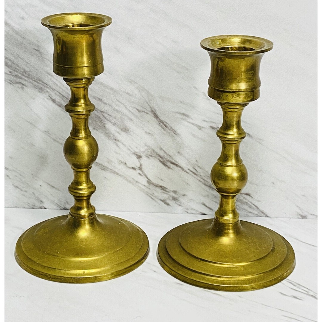 vintage antique brass candlesticks Two Different Sizes 5.5 And 5
