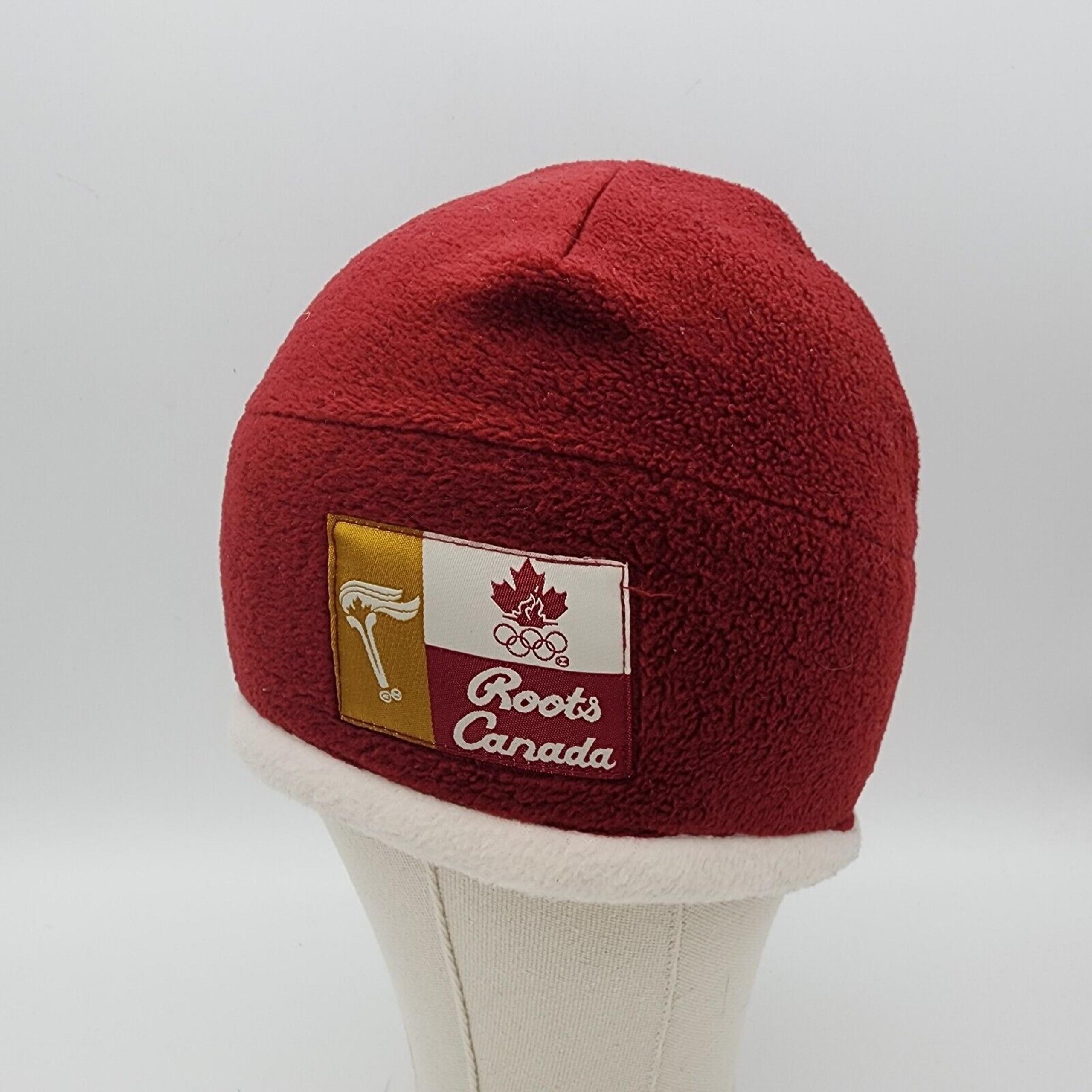 Vintage Roots Canada Beanie Skull Cap 1998 Olympics Red Fleece Toque Hat