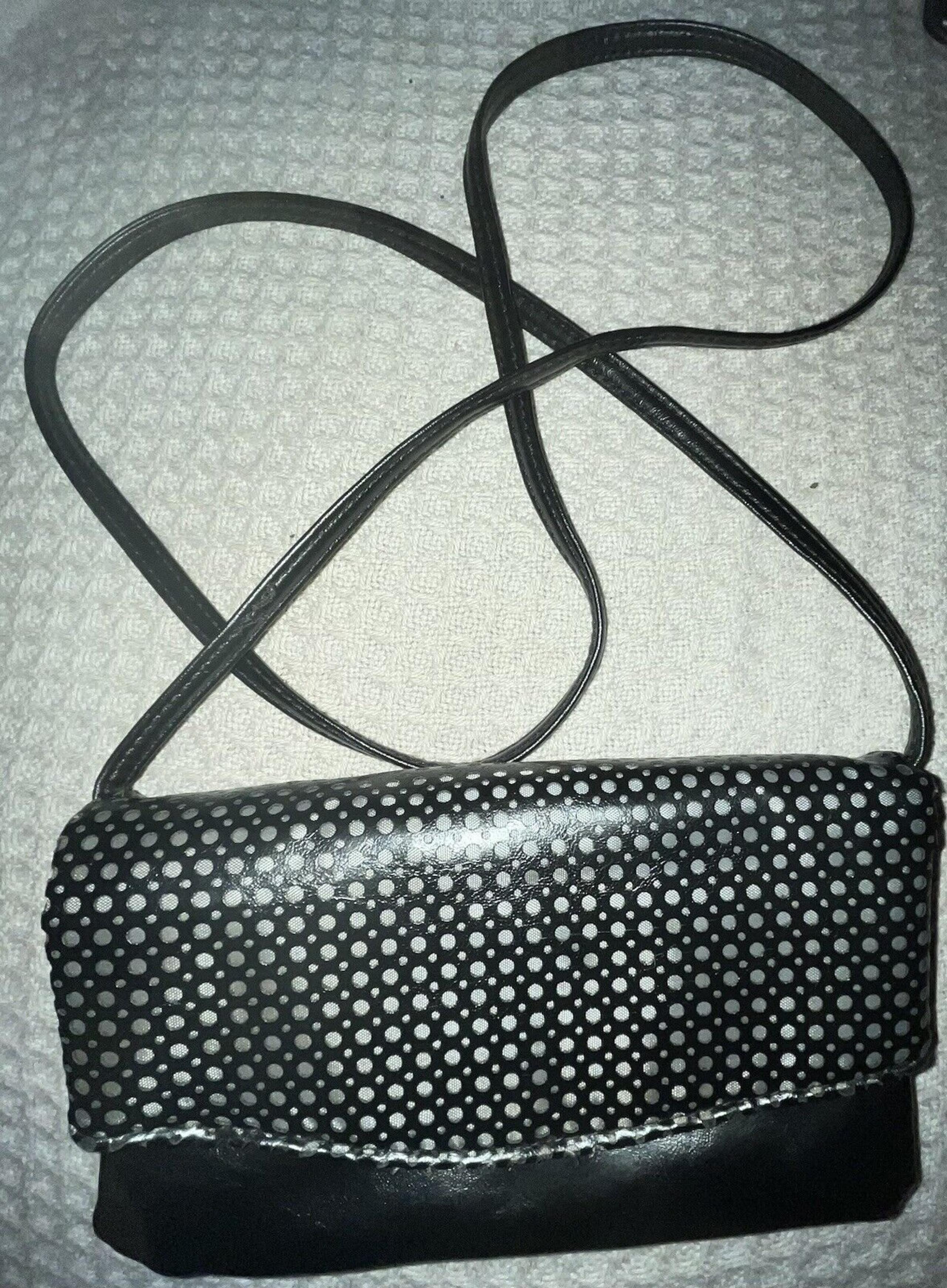 Black Fold Over George Crossbody Purse Compact Yet Roomy Circle Cutout Detail