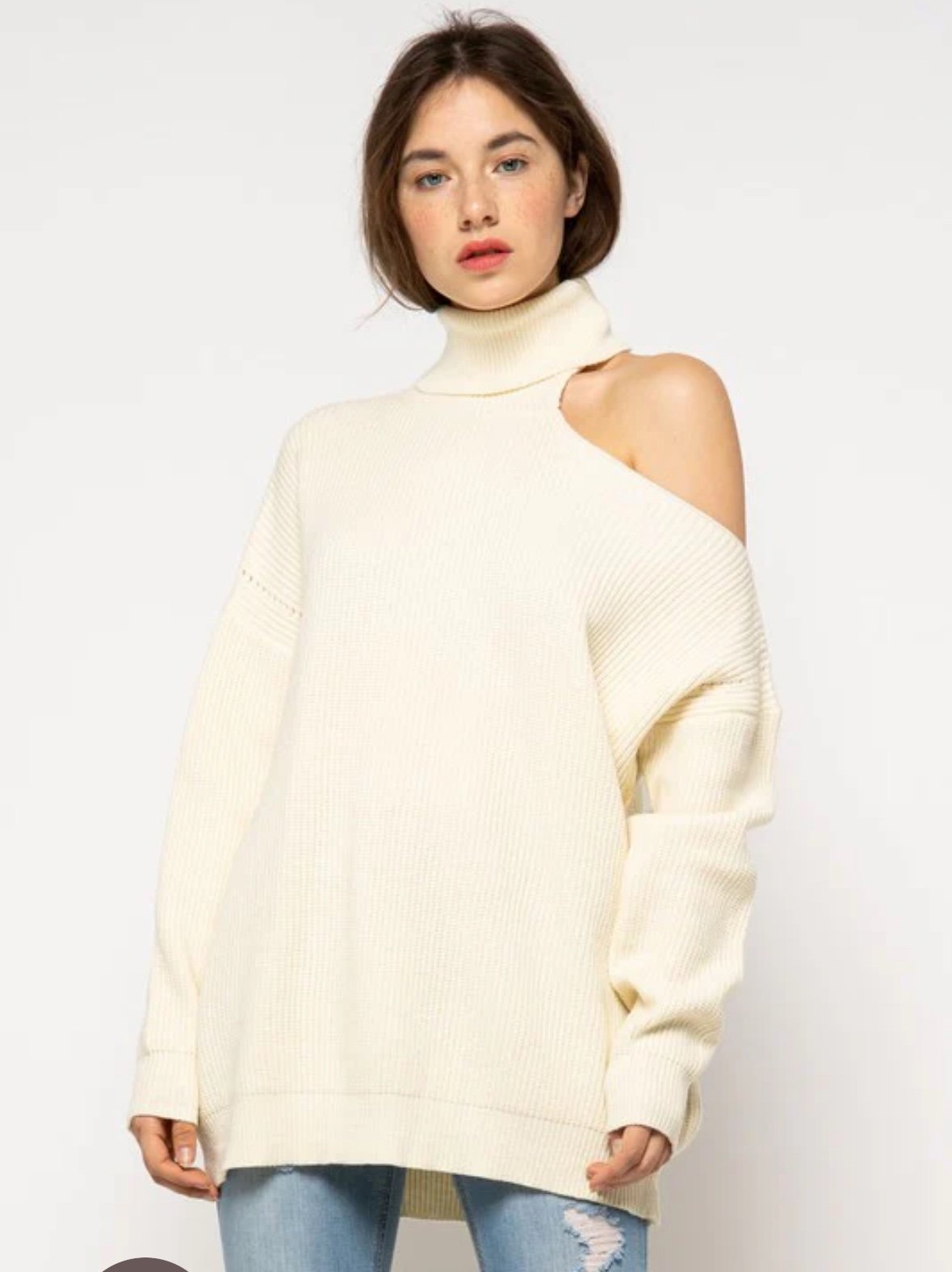 &merci • NWT cream knit turtle neck (S-M)