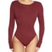 naked wardrobe Long Sleeve Cut Out Ruched Thong Bodysuit - Wine
