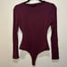 naked wardrobe Long Sleeve Cut Out Ruched Thong Bodysuit - Wine