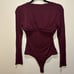naked wardrobe Long Sleeve Cut Out Ruched Thong Bodysuit - Wine