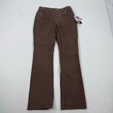 Vintage Route 66 Pants Size 29 Brown Leather Button Fly Bootcut Western Y2K NWT