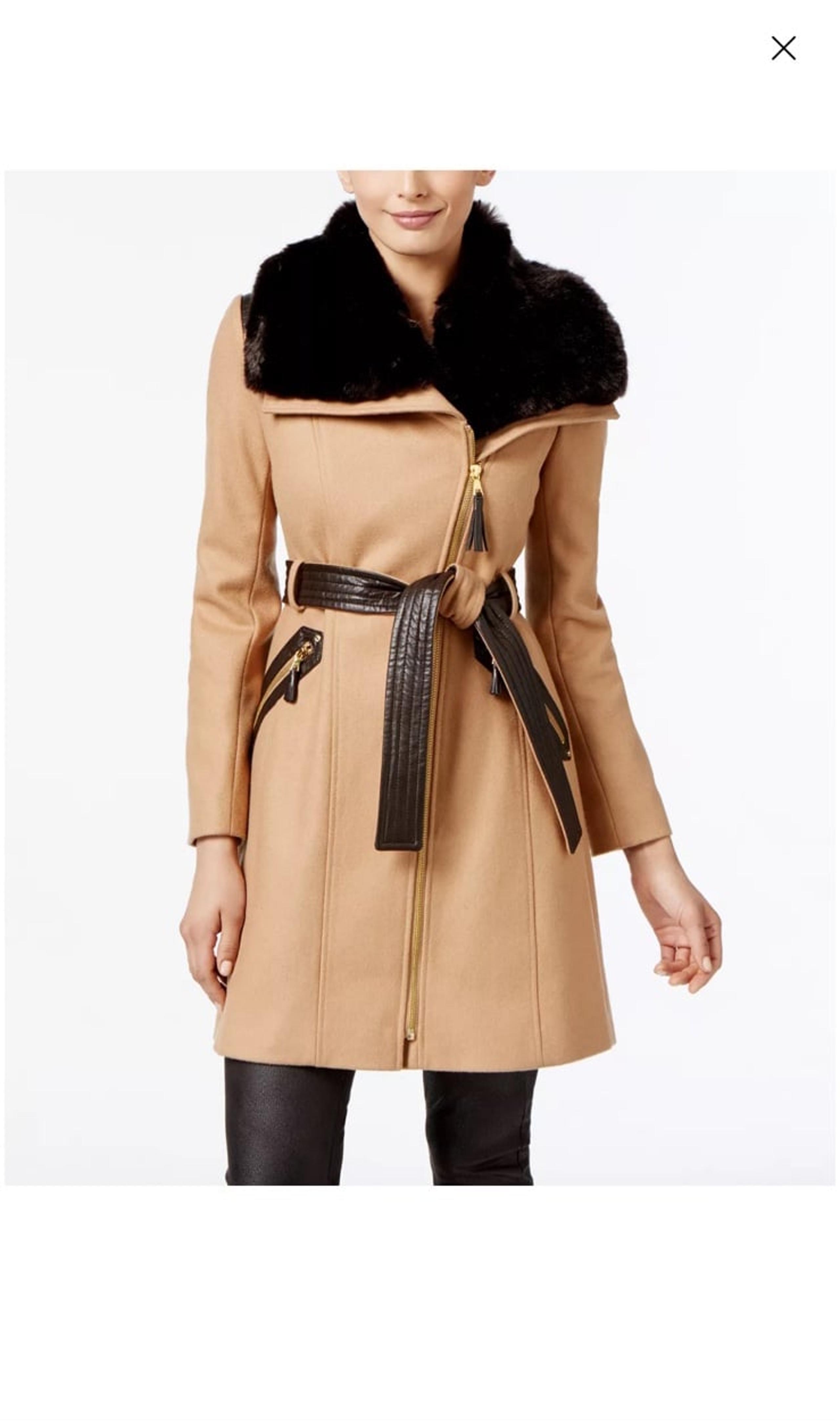 Via Spiga Faux Fur Belted Coat