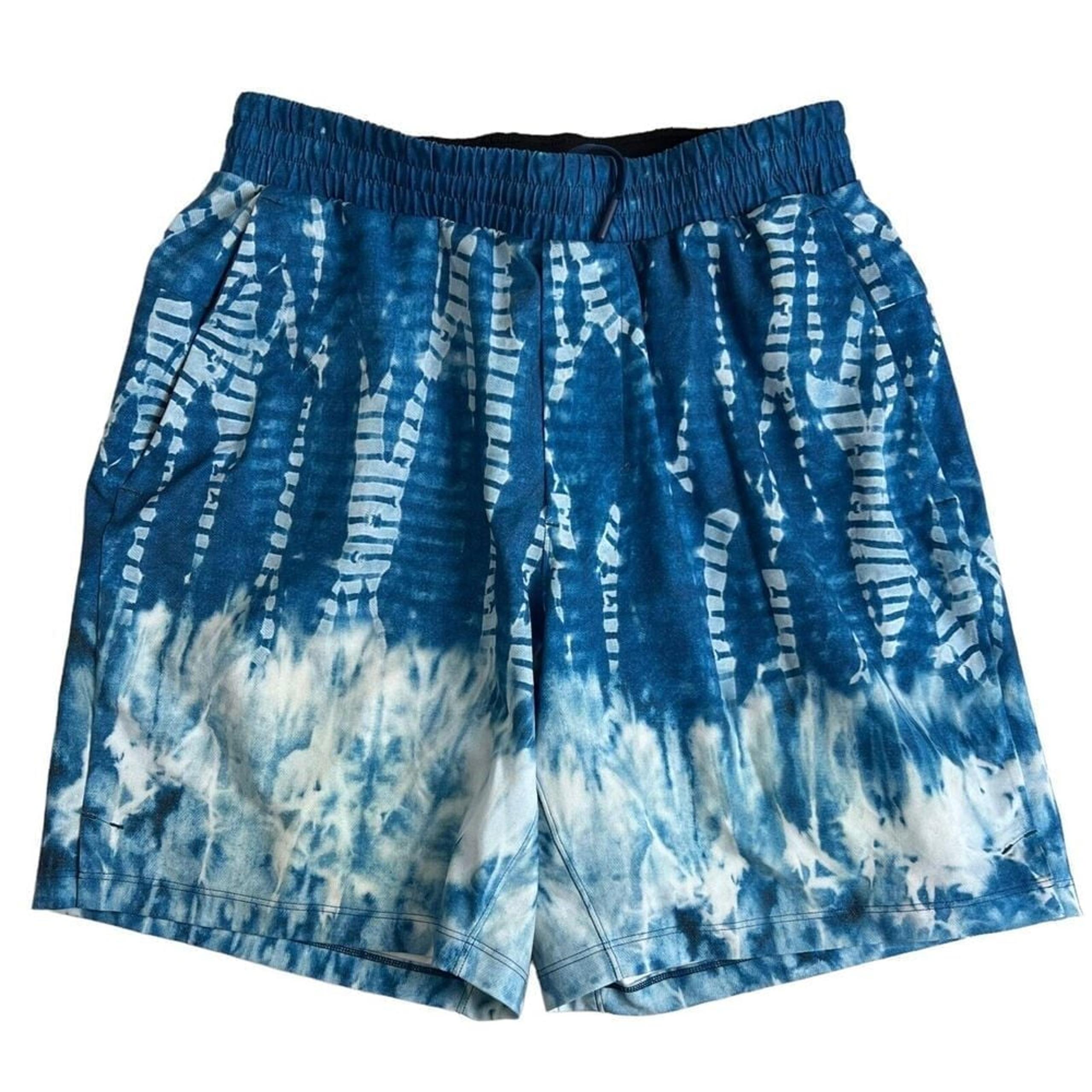 Lululemon Men Blue Indigo Tide Channel Cross Swim Short 7" Inseam Small No Liner