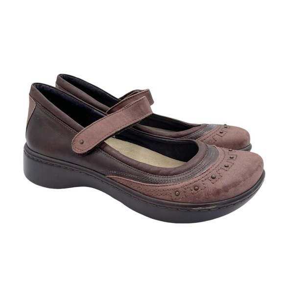 NAOT Women's Brown Leather Studded Mary Jane Comfort Shoes Size 38 US Size 7