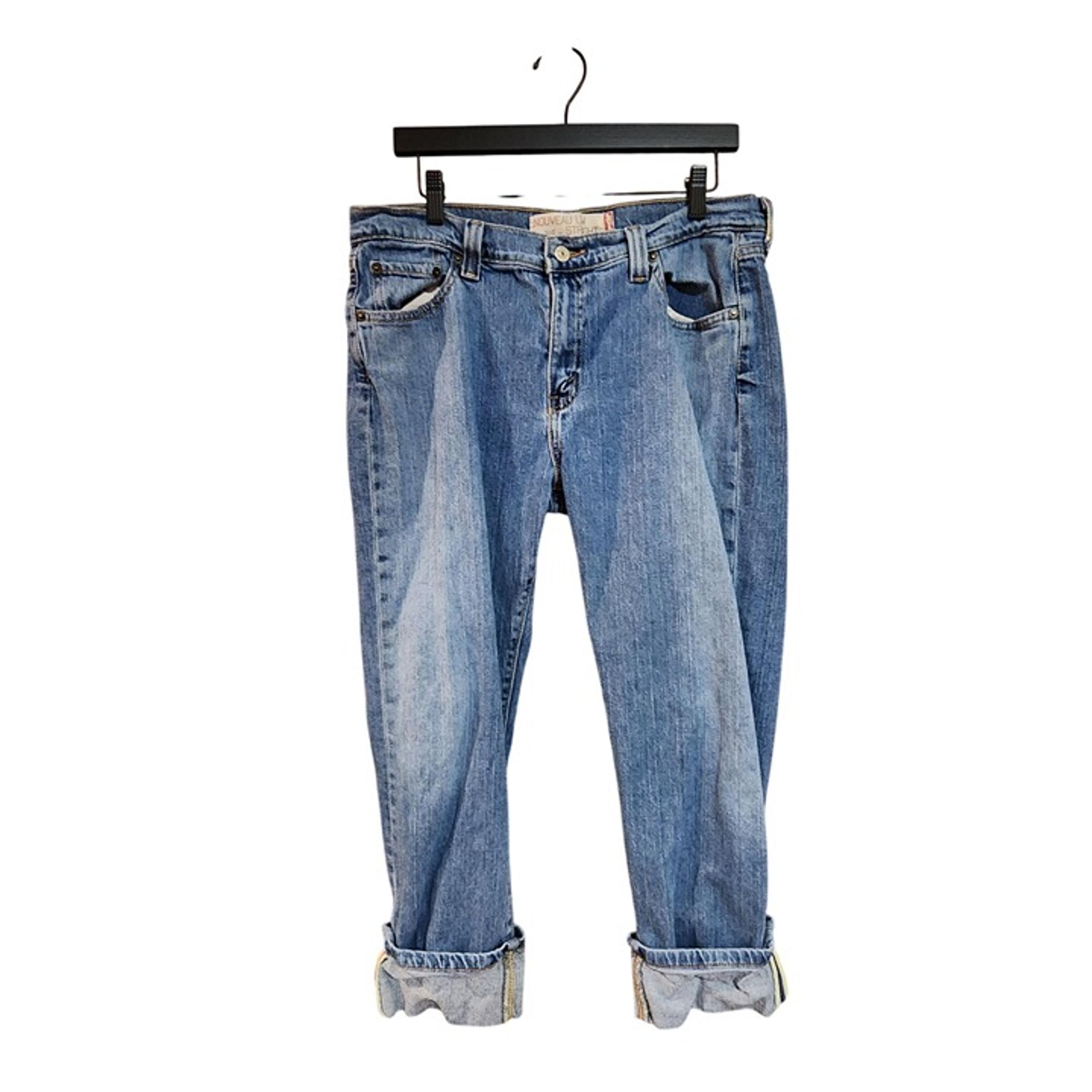 Levis 505 Nouveau Straight  Womens Blue Denim Jeans Size 14