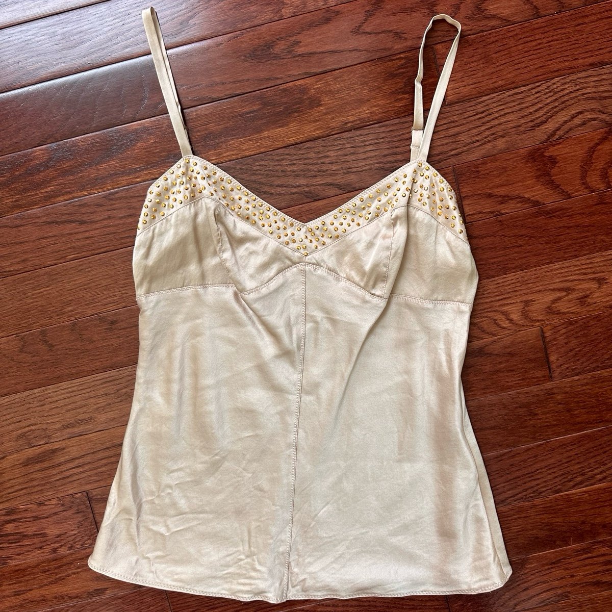 Express Design Studios Vintage Y2K Gold Studded Tank Top Cami XS