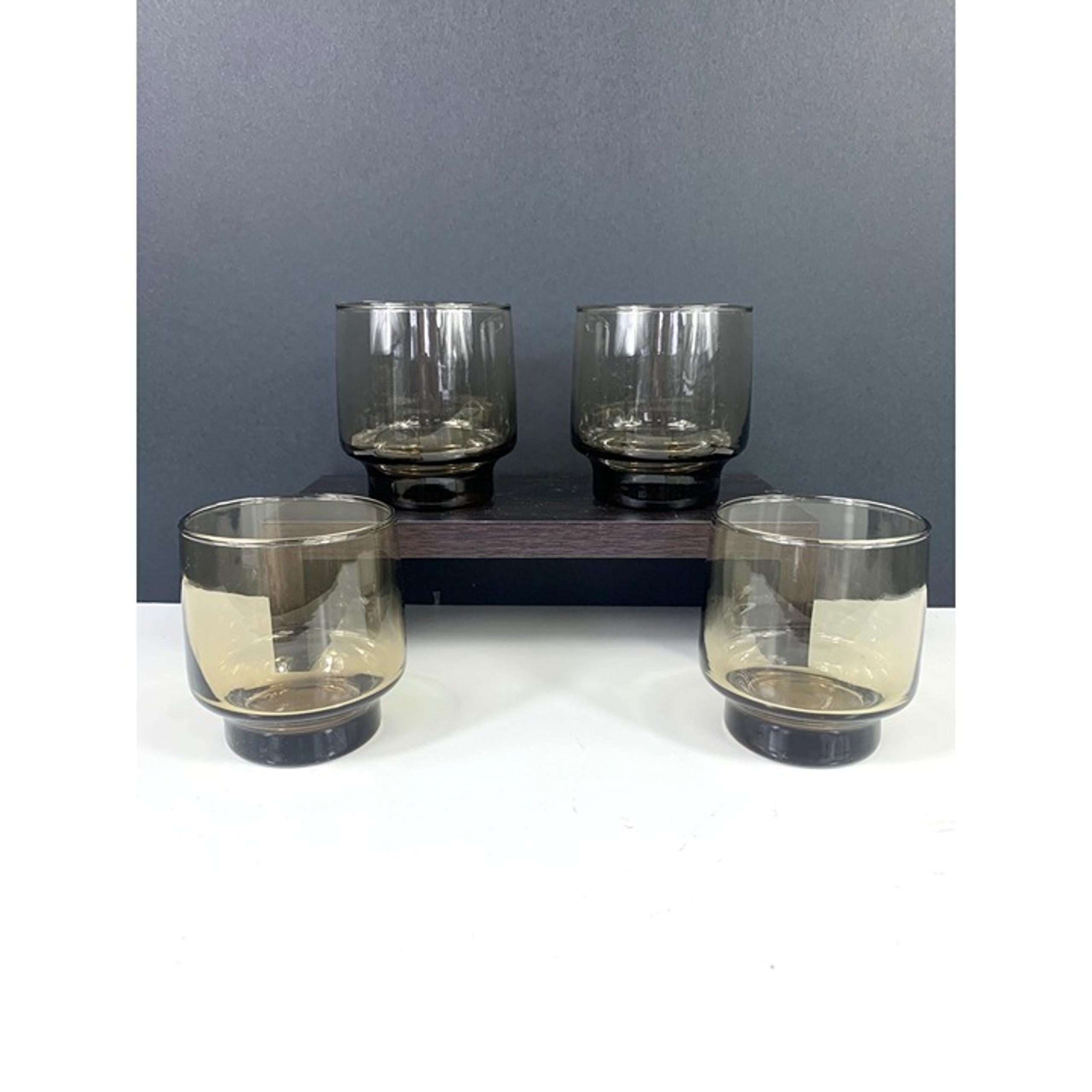 Vintage Libbey Small Size Tawny Brown Juice Glasses.