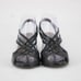 Coclico Sz 38 Dark Gray Green Black Strappy Open Toe Leather 3.5 Wedge