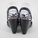 Coclico Sz 38 Dark Gray Green Black Strappy Open Toe Leather 3.5 Wedge