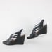 Coclico Sz 38 Dark Gray Green Black Strappy Open Toe Leather 3.5 Wedge