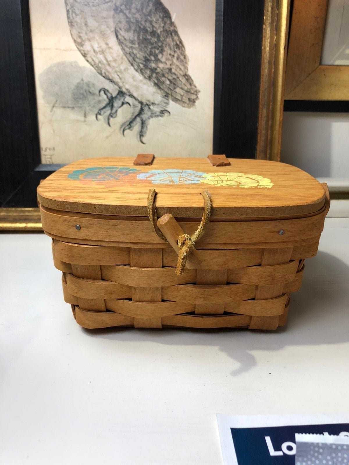 Longaberger storage basket with wooden lid