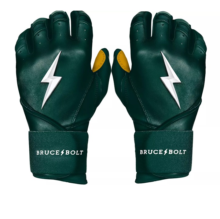NWT Bruce Bolt Adult Long Cuff Gold Palm Batting Color: Green SIZE: L 95 DKS