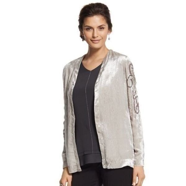 CHICOS VELVET EMBELLISHED SEAGULL JACKET (3=16/18)