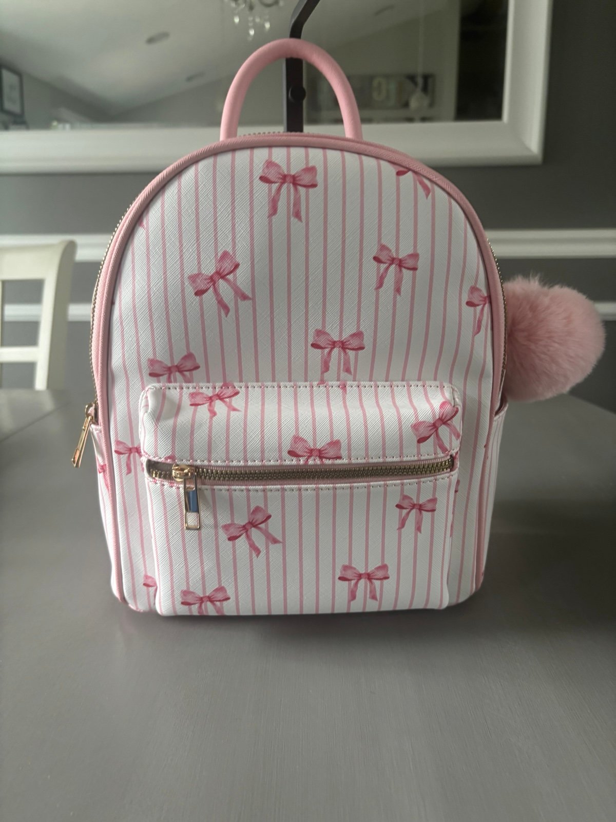 LD Accessories Mini Backpack – Pink Bow Stripe – NWT