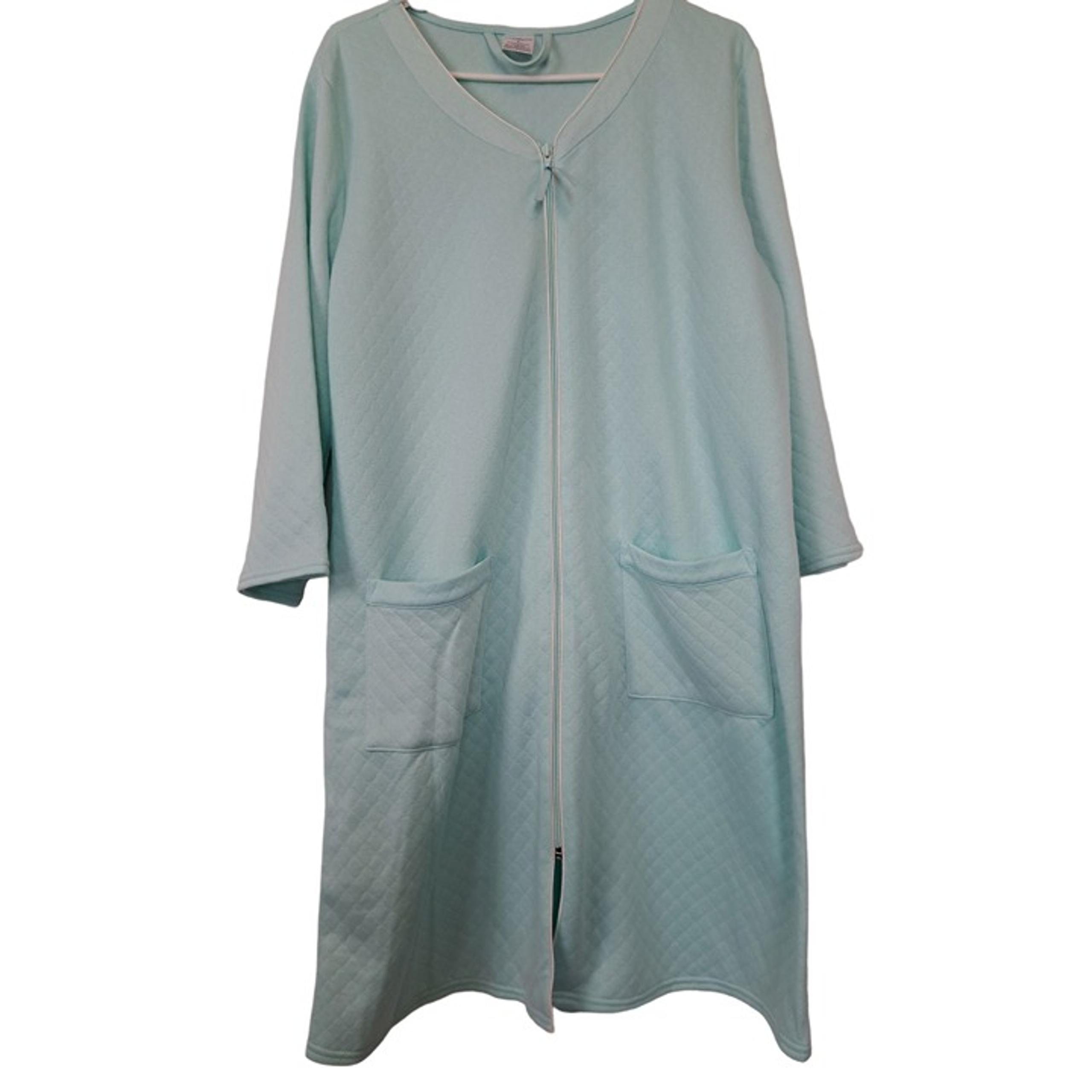 Croft & Barrow Womens Large Robe Teal Seafoam Green Long Sleeve Zip Fleece New