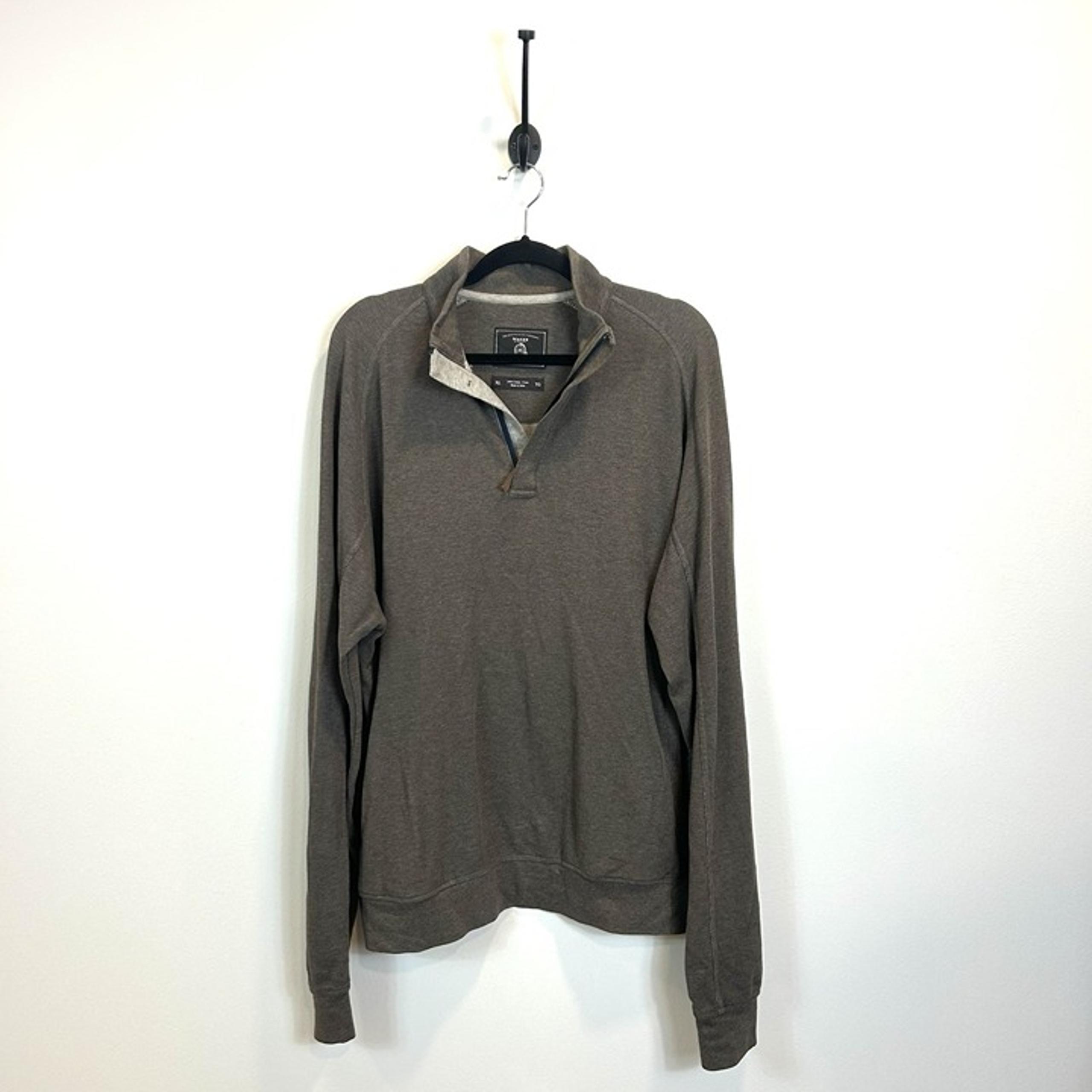 Maker & Company Mens Size XL Brown Cotton 1/4 Zip Pullover Sweater