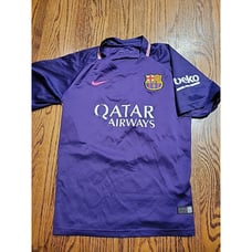 Nike FCB Barcelona Futbol Soccer QATAR Airways Shirt Jersey 28 Rios Youth Large
