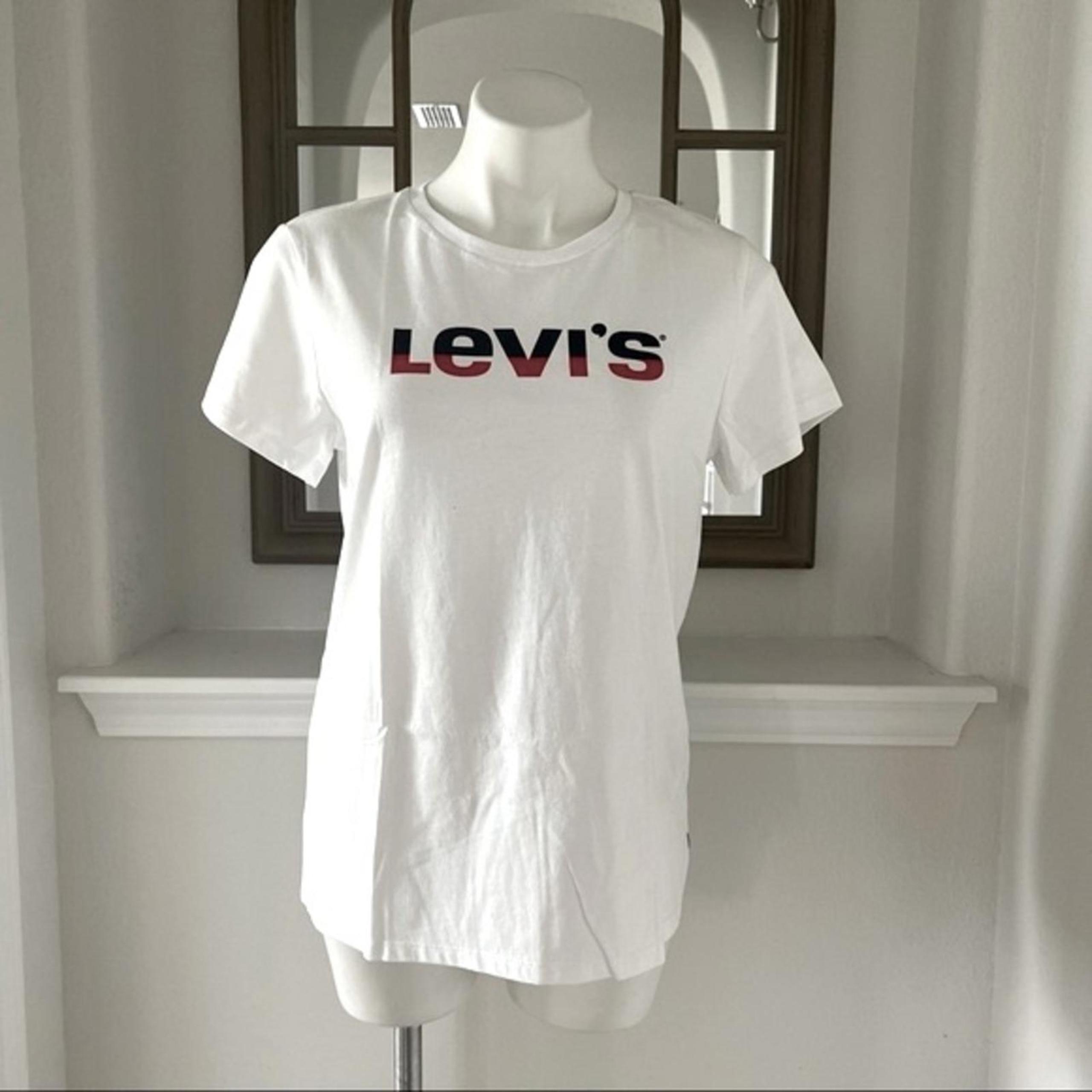 NWT Levis White Graphic Print T-Shirt Cotton Tee Size L New w/Tag
