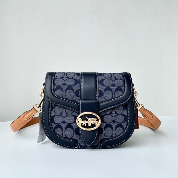 Coach Chambray Plain Fabric MORGAN Saddle bag